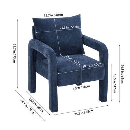 Chenille Upholstered Accent Chair with Lumbar Pillow