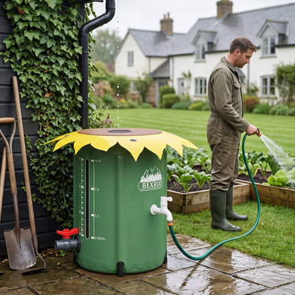50L Collapsible Rain Barrel with Spigot & Overflow