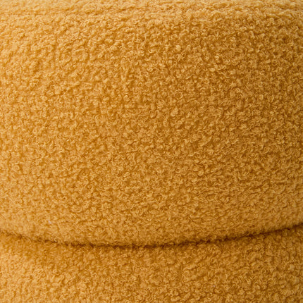 Round Teddy Fleece Upholstered Footstool