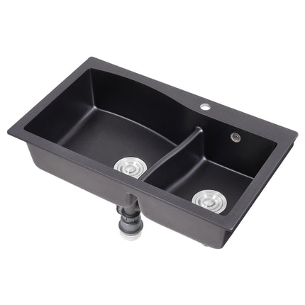 Modern Double Bowl Quartz Resin Composite Kitchen Sink with Waste Kit
