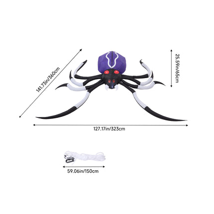 11FT Halloween Inflatable Giant Spider with Built-in LED Lights