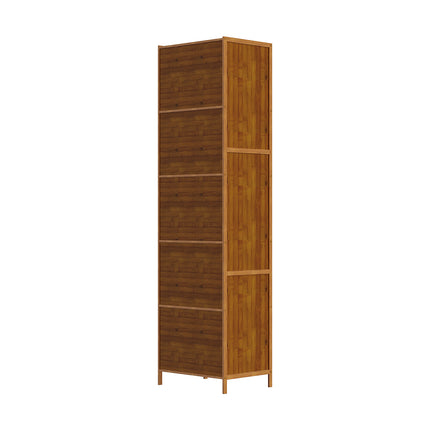 5-Tier Narrow Bookcase Storage Cabinet with Doors