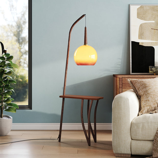 Vintage Style Floor Lamp with Irregular Design and Pomelo-Shaped Lampshade