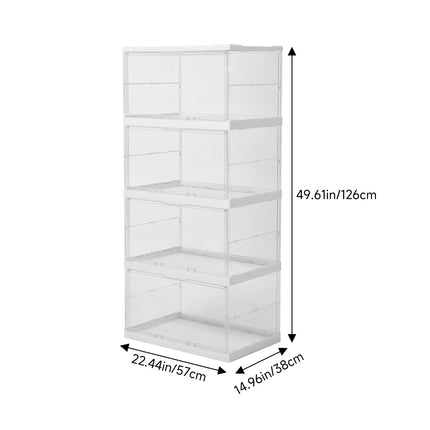 4-Tier Foldable Storage Cabinet Shoes Organizer with Doors