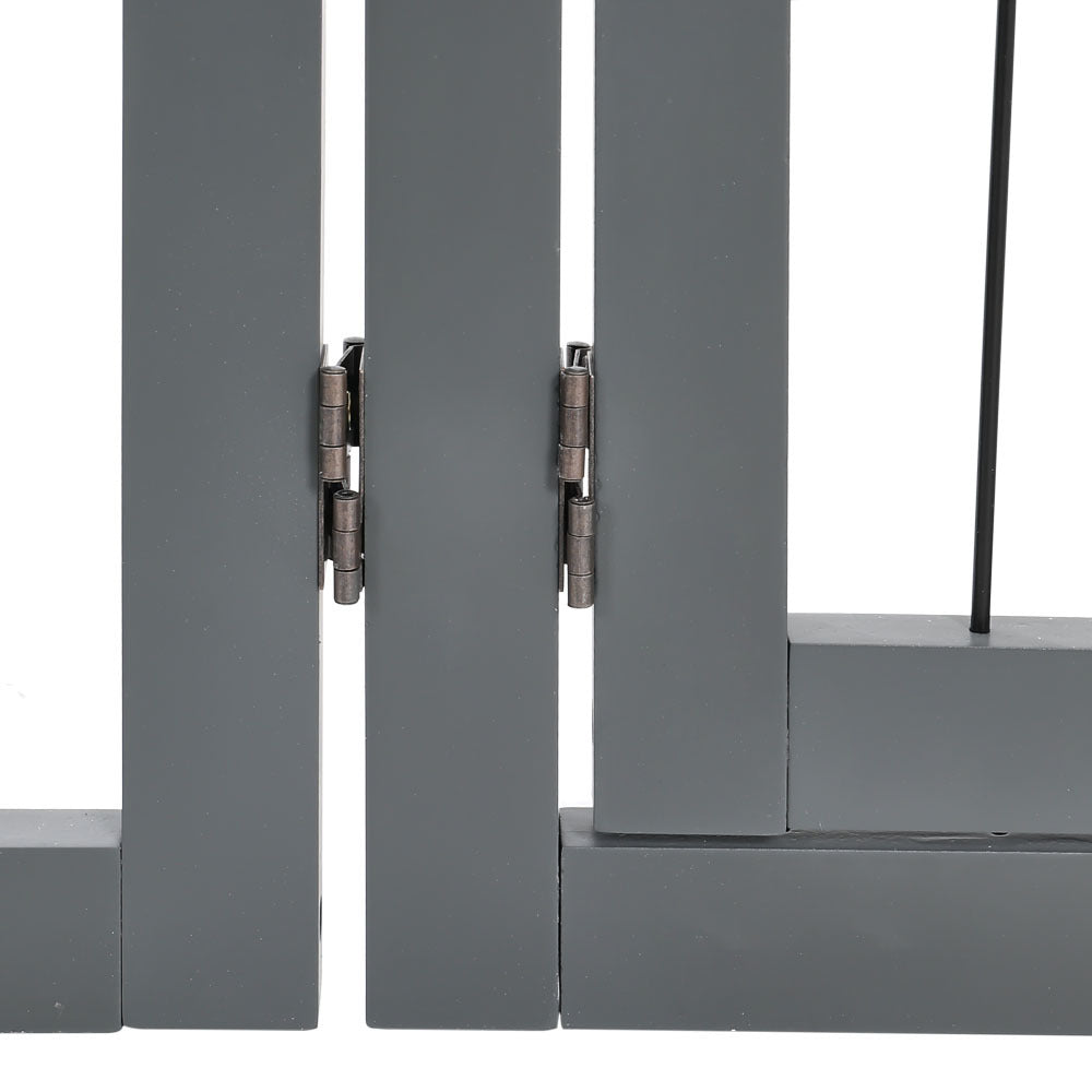 Grey 280cm 5 Panel Wooden Folding Pet Playpen