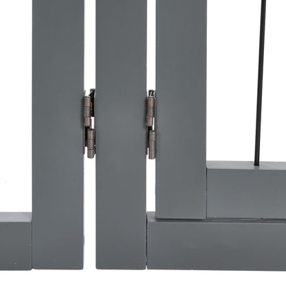 Grey 280cm 5 Panel Wooden Folding Pet Playpen