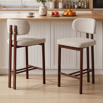 Set of 2 Chenille Upholstered Bar Stools