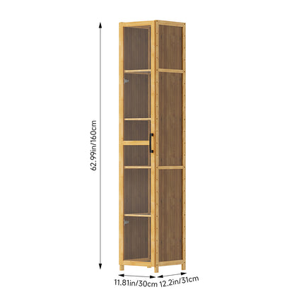 5-Tier Narrow Bookcase Storage Cabinet with Acrylic Door