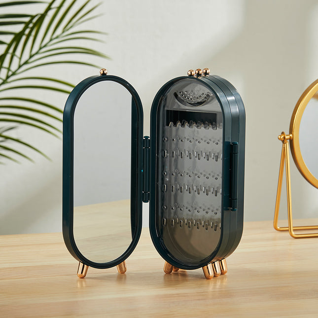 Green Dust Proof Jewelry Earring Necklace Storage Box