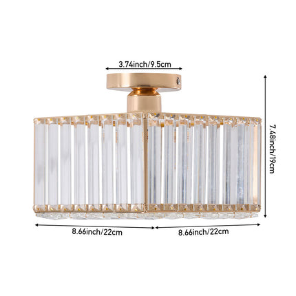 Semi Flush Mount Ceiling Light with Crystal Shade
