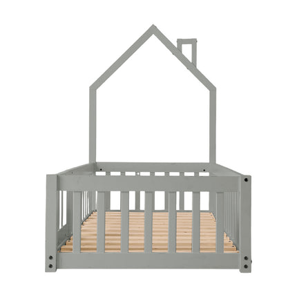 Pine Wood House-Shaped Bed Frame