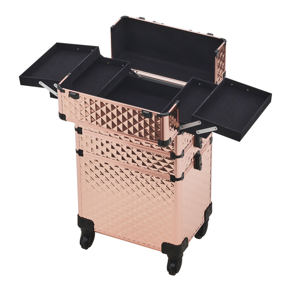 3 in 1 Portable Cosmetic Case With Telescopic Handle and Wheels