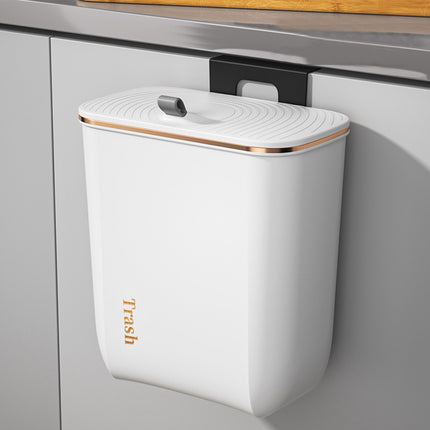 Pearl White 30cm Kitchen Bathroom Hanging Waste Bin with Lid