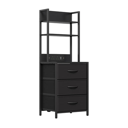 3-Drawer Nightstand with Charging Station & RGB Light Strip