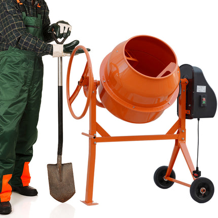 Electric Mobile Cement Mixer Drum for Concrete Plaster Grouting Machine, 140L