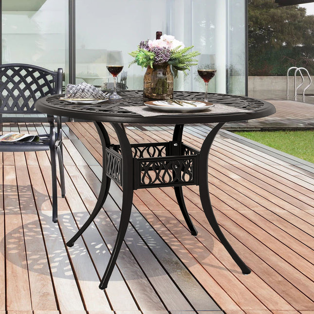 Outdoor Round Black Cast Aluminum Garden Bistro Table