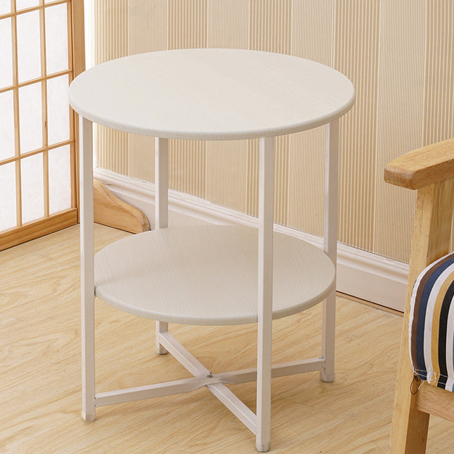 WHite Small Round Coffee Table with 2 Tier