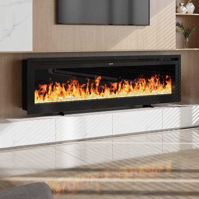 73 Inch Wall-mounted/ Freestanding Electric Fireplace with Remote Control, 1-8h Adjustable Timer
