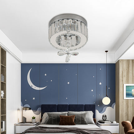 Modern Round Crystal Ceiling Light with Crystal Pendant