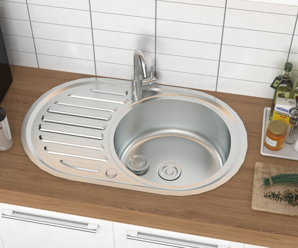 Stainless Steel Single Kitchen Sink Modern Catering Topmount