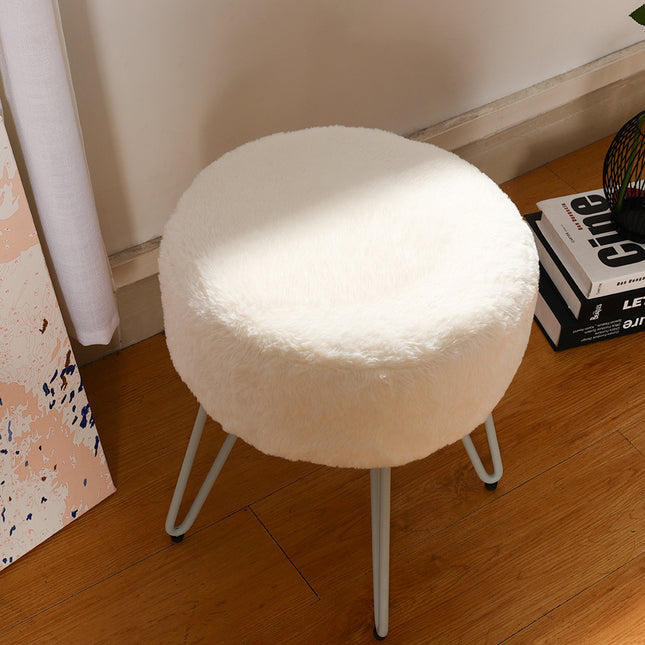 35 cm Round Premium Vanity Stool Faux Fur Upholstered Stool 35cm