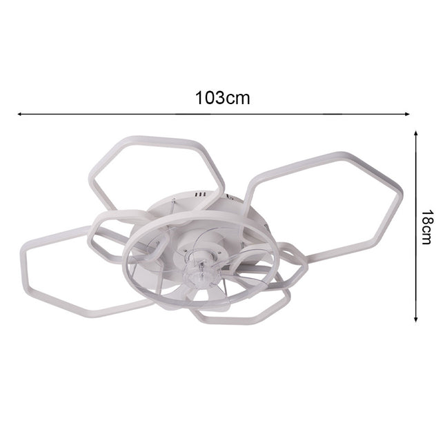 Geometrical Ceiling Mount LED Fan Light,White