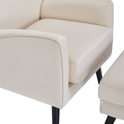 Velvet Upholstered Leisure Chair with Footstool