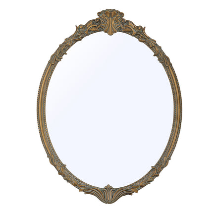 Gold Oval Decorative Vanity Mirror with Carved Frame