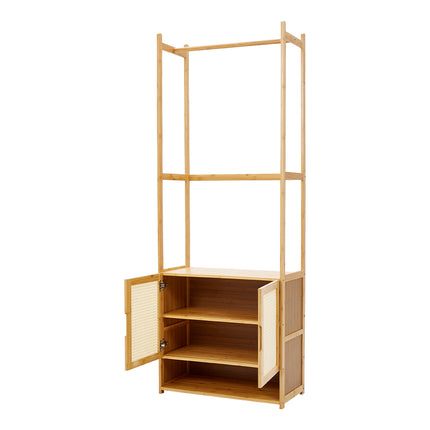 Freestanding Wooden Clothes Rack with Cabinet