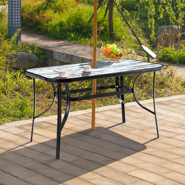 150cm Garden Tempered Glass White Wood Grain Coffee Table