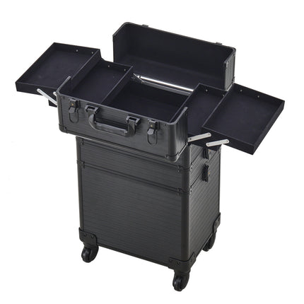3in1 Cosmetic Train Case with Detachable Beauty Storage Box,Black