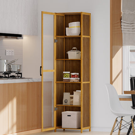 5-Tier Narrow Bookcase Storage Cabinet with Acrylic Door
