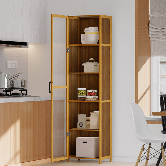 5-Tier Narrow Bookcase Storage Cabinet with Acrylic Door
