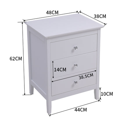 Wooden Nightstand Bedside Table with 3 Drawers