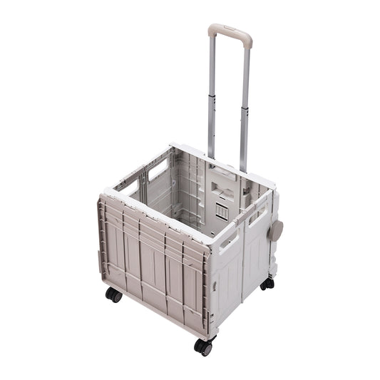White 75L Cable Stayed Collapsible Rolling Utility Crate Shopping Cart