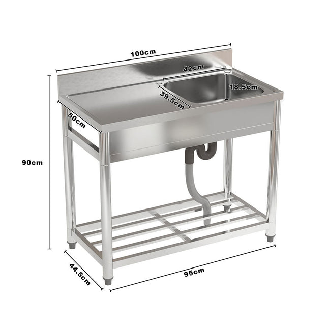 90cm H Stainless Steel Commercial Sink with Bowl Side Platform