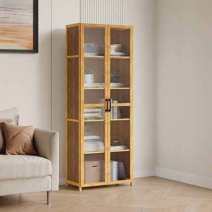 5-Tier Narrow Bookcase Storage Cabinet with Acrylic Door