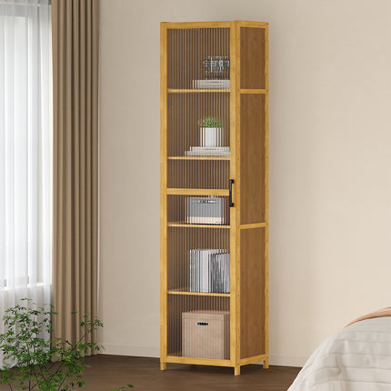 5-Tier Narrow Bookcase Storage Cabinet with Acrylic Door