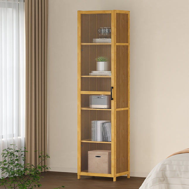 5-Tier Narrow Bookcase Storage Cabinet with Acrylic Door