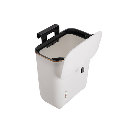Pearl White 30cm Kitchen Bathroom Hanging Waste Bin with Lid