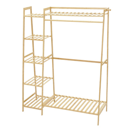 Bamboo Bedroom Garment Clothes Rack Natural 130cm