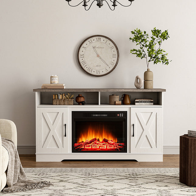 138cm Recessed Electric Fireplace TV Stand with Timer and Remote
