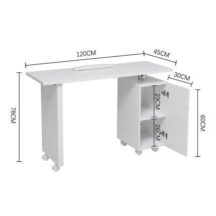 White Rolling Manicure Salon Station with Storage