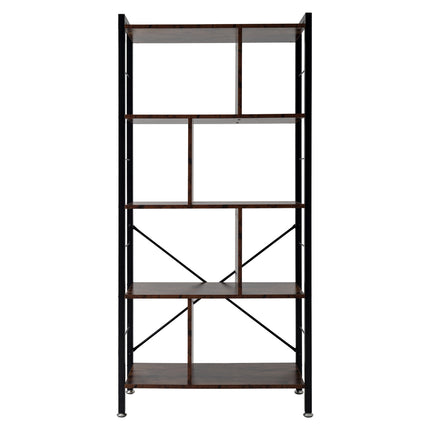 Industrial Style 5 Tier Bookcase Metal Frame