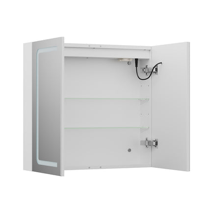 Double-Door Bathroom Mirror Cabinet with LED Lighting
