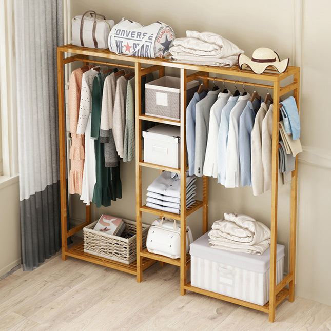 Wooden Clothes Rack with Side Hooks