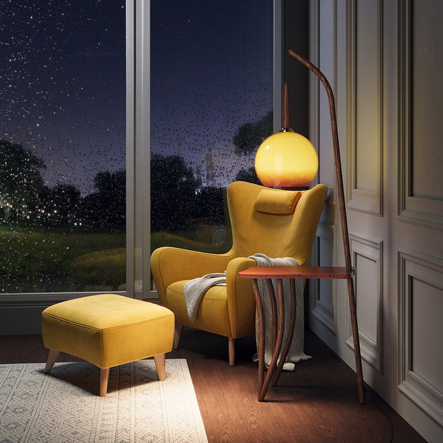 Vintage Style Floor Lamp with Irregular Design and Pomelo-Shaped Lampshade