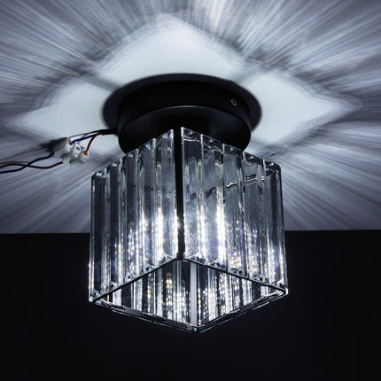 Modern Crystal Ceiling Light with Square Glass Lampshade