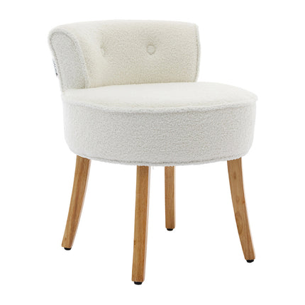 Teddy Fleece Dressing Table Stool with Solid Wood Legs