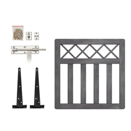 3 x 3ft Outdoor Cross Top Wooden Garden Gate Pedestrian Fence Yard Door